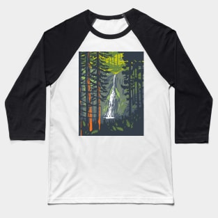Marymere Falls in Olympic National Park Washington State WPA Poster Art Baseball T-Shirt
